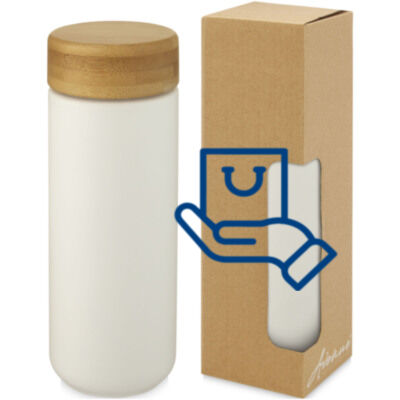 Vaso de cerámica de 300 ml con tapa de bambú 