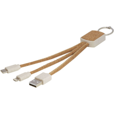 Cable de carga 3 en 1 de paja de trigo y corcho 