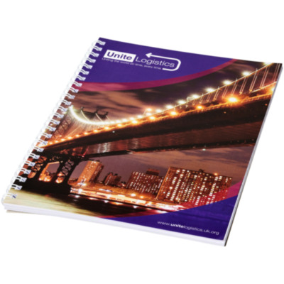 Cuaderno con espiral A4 con cubierta trasera impresa 