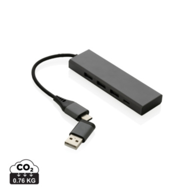 Hub Terra de aluminio reciclado  RCS con 3 puertos USB