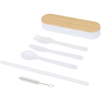 Set de cubiertos con tapa de bambú 
