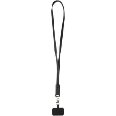 Lanyard de plástico reciclado para smartphone con sincronización de datos integrada y cable 5 en 1 de carga rápida de 65 W 