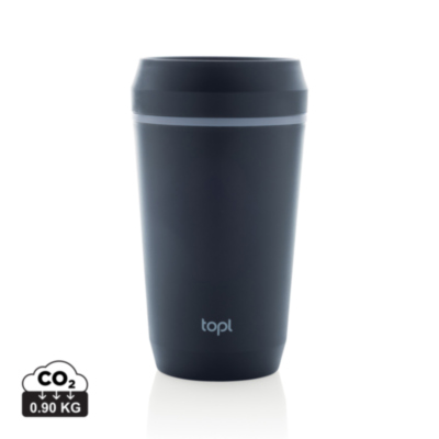 Vaso de plástico reciclado Topl To Go con tapa patentada 360