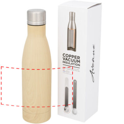 Bidón con aislamiento de cobre con diseño de madera de 500 ml 