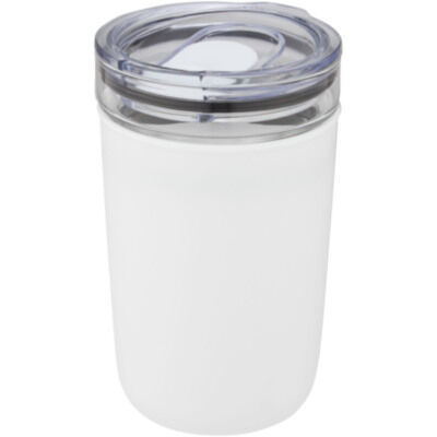 Vaso de vidrio de 420 ml con pared exterior de plástico reciclado 