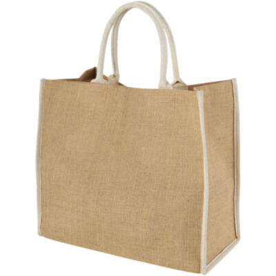 Bolsa Tote de yute con bordes contrastados 