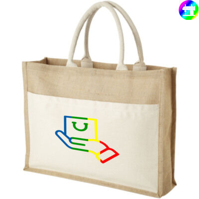 Bolsa Tote de yute con bolsillo "Mumbay"