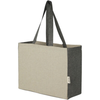 Bolsa Tote de algodón reciclado con fondo ancho de 190 g/m² con laterales en contraste de 18 l 
