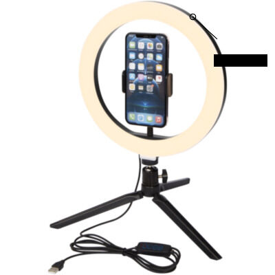 Aro de luz para selfies y vlogging con soporte para teléfono y trípode 