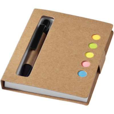Libreta con notas adhesivas y bolígrafo 