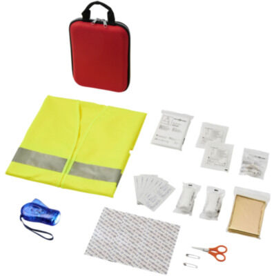 Kit de primeros auxilios de 47 piezas y chaleco reflectante de seguridad 