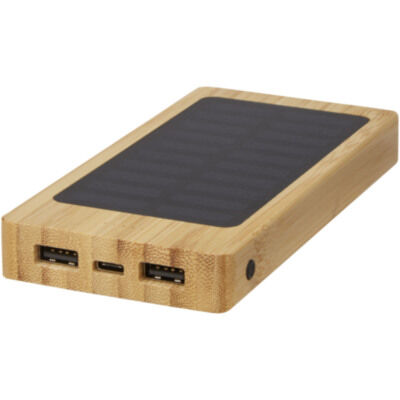 Batería externa solar de bambú de 8000 mAh 