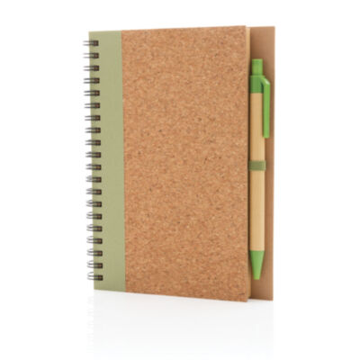 Cuaderno espiral de corcho con bolígrafo Cuaderno espiral de corcho con bolígrafo
