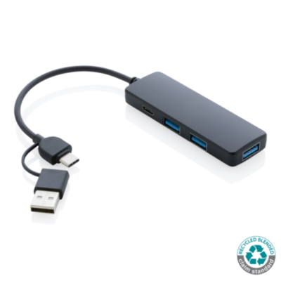 Puerto USB RCS de plástico reciclado con doble entrada