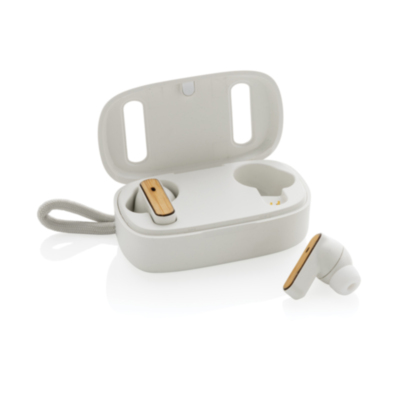 Auriculares TWS de pl&aacute;stico reciclado RCS y bamb&uacute; FSC&reg;
