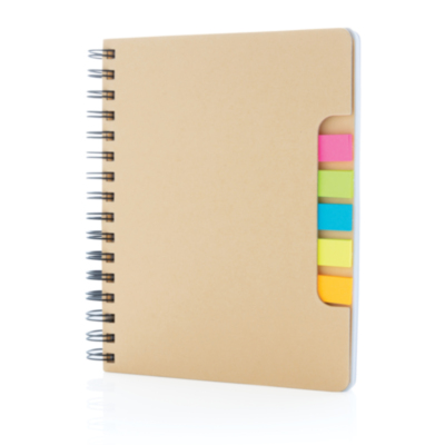 Libreta espiral A5 Kraft con notas adhesivas