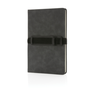Cuaderno A5 de PU de tapa dura con soporte para teléfono