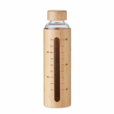 Botella vidrio tapa bambú 600ml