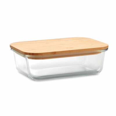Fiambrera vidrio y tapa bambú