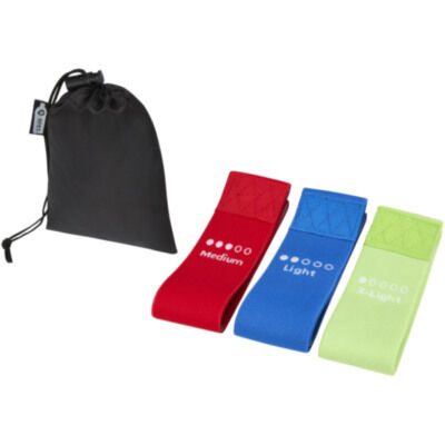 Set de 3 bandas para yoga en bolsa de PET reciclado 