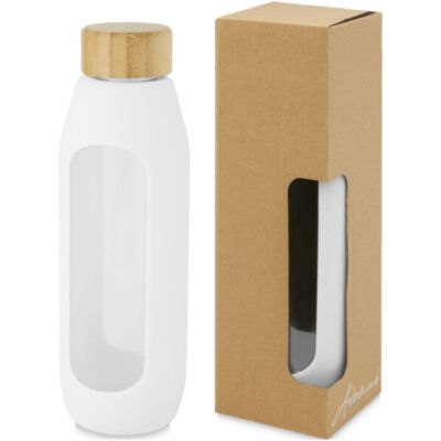 Botella de vidrio borosilicato con agarre de silicona de 600 ml  